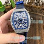 Swiss Copy Franck Muller Vanguard Classic Blue & Silver Diamond Watch